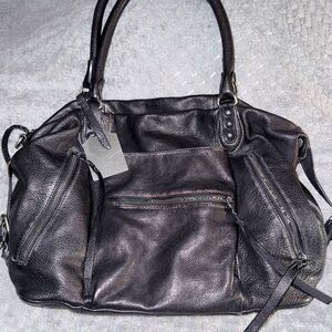 We The Free Black Leather Shoulder Bag